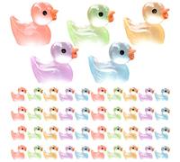 LUOZZY 100pcs Mini Resin Ducks Luminous Tiny Ducks Glow in The Dark Mini Duck Figures Fairy Garden Micro Landscape Aquarium Decorations, Random Color