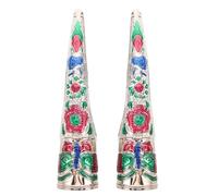 LUOZZY 2pcs Vintage Qing Dynasty Empress Nail Guards - Ancient Chinese Royal Court Costume Fingertip Protectors 8cm Cloisonne Purple Floral Design for Cosplay Stage Performance