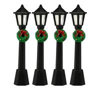 LUOZZY 4pcs Christmas Mini Street Light Models Dollhouse Christmas Decoration Miniature Xmas Street Light Models Village Pathway Lantern Post for Micro Landscape Fairy Garden Accessories, S