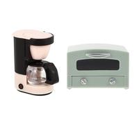 LUOZZY Dollhouse Coffee Maker & Microwave Oven Model 1:12 Scale Dollhouse Kitchen Accessories Breakfast Making Toy Coffee Maker for Kids Pretend Play