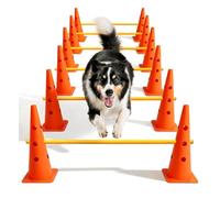 Lupar Dog Agility Course Backyard Set, Dog Agility Hurdle Cone Set | Adjustable Crossbar for Rehabilitation & Beginners, Dog Agility Equipment for Dog Obstacle Course - 18 Inch Orange