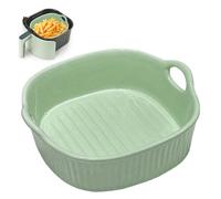 LUPATDY Ceramic Casserole Dish 650 ml, Square Baking Moulds, 7 Inch Ceramic Oven Dish with Handles for Lasagna, Meat, Vegetables, for Hot Air Fryer, Oven, Microwave Oven (Green)