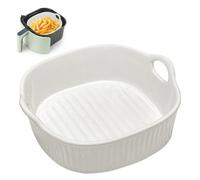 LUPATDY Ceramic Casserole Dish 650 ml, Square Baking Moulds, 7 Inch Ceramic Oven Dish with Handles for Lasagna, Meat, Vegetables, for Hot Air Fryer, Oven, Microwave Oven (White)