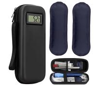 LUPATDY Insulin Cool Bag with Temperature Display, Portable Insulin Cooler Travel Case, 2 Ice Packs, Diabetic Travel Case, Insulated Travel Bag for Insulin and Spray Pen