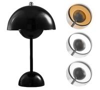LUPATDY Mushroom Table Lamp, Black, Modern, Touch Dimmable, Rechargeable, LED, 3000 K - 6000 K, 1 x 1W, Metal & Acrylic, Bedroom & Office