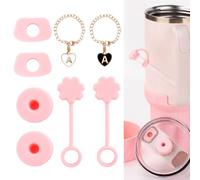 LUPATDY Replacement for Stanley Cup Accessory Set, Includes 2 Leak-proof Silicone Plugs, 2 Straw Lids, 2 Silicone Cases, 2 Heart Pendants Compatible with Stanley Cup 1.2 L and 850 ml Cups, Cups Not