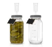 LUPATDY Set of 2 Fermentation Jars 2 L/64 oz, Fermentation Jars with Fermentation Valve, Wide Mouth Fermentation Jars, Fermentation Jar with Screw Lid, Fermentation Set for Kimchi Sourdough Sauerkraut