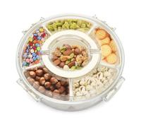 LUPATDY Snack Spinner, Rotating Storage Snack Dispenser Children, Snack Box with 6 Compartments, Snack Box with Lid and Handle, Suitable for Storing Snackles, Sweets, Biscuits, Fruit, 27 cm