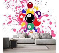 LUPAXA 3D Mural Colored Billiard Balls 366x254cm,Pink Splatter Silk Cloth Decor Wallpaper,for Bedroom Living Room Sofa TV Background Not Self Adhesive
