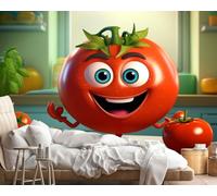 LUPAXA 3D Mural Red Cartoon Tomato 400x280cm,Modern Abstract Silk Cloth Decor Wallpaper,for Bedroom Living Room Sofa TV Background Not Self Adhesive