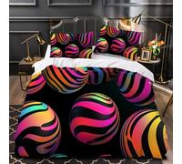 LUPAXA 3D Optical Illusion Ball 3 Pieces Bedding Set With Zipper，Twin Size Colorful Waves Closure Soft Microfiber Quilt Cover With 2 Pillowcases Duvet Cover