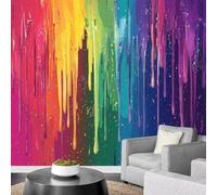 LUPAXA 3D Wallpaper Mural Modern Rainbow 315x215cm,Colorful Paint Photo Wallpaper Silk Cloth Wall Art for TV Background Bedroom Office