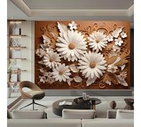 LUPAXA Brown and White Origami Flowers Wallpaper 315x215cm Abstract 3D Wallpaper Murals,for Living Room Not Self Adhesive Wall Paper Large Mural & Room Decor