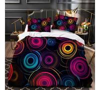 LUPAXA Colorful Circles Duvet Cover 3 Pieces，Twin Size Boho Retro Geometry Printed Bedding Set With 2 Pillow Shams Soft Microfiber Bed Cover
