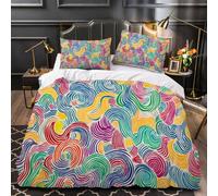 LUPAXA Colorful Psychedelic Funky Soft Cozy Printed Comforter Sets,Full Size Boho Abstract Bedding Set Of 3(1 Duvet Cover & 2 Pillowcases), Lightweight Reactive Printed Bedding Set