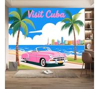 LUPAXA Mural Wallpaper Seaside Town 200x150cm,Colorful Cartoon Pattern Silk Cloth Decor Wallpaper for Study Room Hotels Offices(Not Self Adhesive)