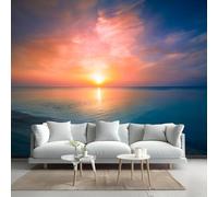 LUPAXA Ocean Sunrise Wallpaper Mural 315x215cm Sea Level Wallpaper 3D Silk Mural Office Bedroom Living Room Apartment Not Self-Adhesive