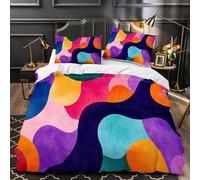 LUPAXA Pastel Groovy Bedding Set Duvet Cover,Twin Size Colorful Waves Theme Comforter Cover For Boys Girls Room Decor Bedclothes
