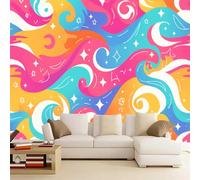 LUPAXA Photo WallpapeColorful Waves 315x215cm，Retro Boho Psychedelic Wall Mural Silk Wall Decor Art Modern Bedroom Fashion Large TV Background