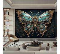 LUPAXA Photo WallpapeGolden Green Butterfly 274x203cm,Vintage Mechanical Animals Wall Mural Silk Wall Decor Art Modern Bedroom Fashion Large TV Background