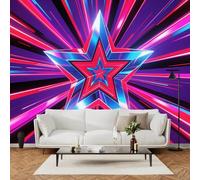 LUPAXA Photo Wallpaper Red and Blue Starry Lines 366x254cm,Abstract 3D Silk Cloth Decor Wallpaper for Living Room Bedroom Kids Room Nursery