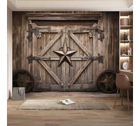 LUPAXA Photo Wallpaper Retro Brown Wooden Door 274x203cm,Abstract Art Silk Cloth Decor Wallpaper for Living Room Bedroom Kids Room Nursery