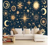 LUPAXA Photo WallpapeSun and Moon Gold 400x280cm,Winter Scarf Snowman Wall Mural Silk Wall Decor Art Modern Bedroom Fashion Large TV Background