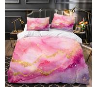 LUPAXA Pink Gold Duvet Cover Set Full Size Abstract Marble Bedding Set 3 Pieces Quilt Cover With Zipper Closure Ultra Soft Microfiber Comforter Cover