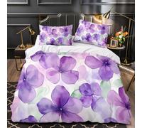 LUPAXA Purple Flower Duvet Cover 3 Pieces，Twin Size Boho Plant Printed Bedding Set With 2 Pillow Shams Soft Microfiber Bed Cover