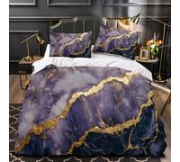 LUPAXA Purple Gold Marble Duvet Cover Set Full Size Modern Abstract 3 Piece Bedding Set For Boys Girls Bedroom, Soft Microfiber Bedding Sets With 2 Pillowcases