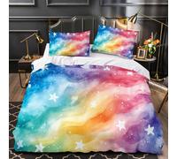 LUPAXA Rainbow Pastel Bedding Set,Queen Size Abstract Stars Duvet Cover Sets With Zipper For Adults Room Decor,1 Quilt Cover 2 Pillow Cases No Comforter