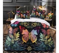 LUPAXA Retro 70S Butterfly Duvet Cover Bedding Set Queen Size Mid Century Style Bedroom Decor Modern Comforter Cover Ultra Soft With Zipper Closure
