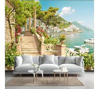 LUPAXA Seaside Town Wallpaper 315x215cm Colorful Flowers Wallpaper Murals,for Living Room Not Self Adhesive Wall Paper Large Mural & Room Decor