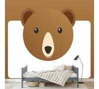 LUPAXA Wallpaper Mural Brown Cartoon Bear 274x203cm,Simple and Modern Photo Wallpaper Silk Cloth Wall Art for TV Background Bedroom Office