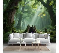 LUPAXA Wallpaper Mural Sunny Forest 200x150cm,Landscape with Ancient Trees Photo Wallpaper Silk Cloth Wall Art for TV Background Bedroom Office