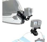 Lupholue Motorcycle Helmet Chin Strap Mount & CNC Aluminum Windshield Clip Bundle with Extension Arm & 1/4" Adapter Compatible with GoPro DJI Osmo Insta360 Action Cameras