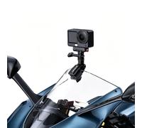 Lupholue Motorcycle Windshield Clip Mount CNC Aluminum Alloy Action Camera Holder with 1/4” Adapter 360° & 180° Dual Rotation for Windshield Compatible with DJI Osmo Action Insta360 GoPro Hero