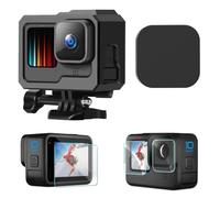 Lupholue Protective Housing Frame Cover Skeleton Shell Case with Cold Shoe Adapter, Side Cover, Lens Caps and Screen Cover Compatible with GoPro Hero 12 11 10 9