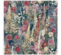 Lupin Navy Blue Pink Wallpaper Multicoloured Watercolour Floral 53cm Sample