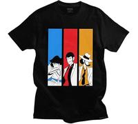 Lupin The Third Arsene Lupin Men Tshirt Cotton Manga Daisuke Jigen T Shirt Fujiko Mine Tee Short Sleeve Printed T-Shirt Clothes Size XXL Black
