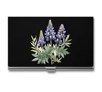 Lupine Flowers Printed Business Card Holder for Women Men Metal Slim Credit Card Case Wallet Pocket Purse