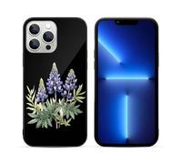 Lupine Flowers Printed Phone Case Unisex Cute Trendy Glass Cellphone Protective Cover Compatible with iPhone 13/13 Pro/13 Pro Max/13 Mini