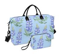 Lupine Glory Blue Decorative Weekender Bag Gym Sports Duffel Bags with Toiletry Bag for Hiking Large Capacity bolso para
