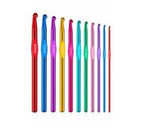 LUPO Crochet Hooks Set - 12pcs Aluminium Multicolour Knitting Needles - 2mm, 2.5mm, 3mm, 3.5mm, 4mm, 4.5mm, 5mm, 5.5mm, 6mm, 6.5mm, 7mm, 8mm - Suitable for Beginners or Professionals
