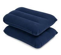 LUPO Inflatable Camping Pillows 2Pcs - Blow up Travel Cushions Lightweight Compact - Waterproof Soft Flocked Surface - Easy Inflate and Deflate - 45 x 25cm Blue