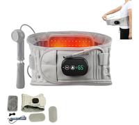 Lupps 3-in-1 Back Belt, Cordless Heated Back Brace Massager, 6D Ergonomic Inflatable Vibration Massage Belts with LED Display, 3 Levels Heating, Touch Screen, Breathable (Grey)