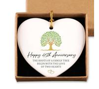 Luptiteuy 45th Anniversary Heart Ceramic Hanging Ornament Keepsake Sign Plaque Gift for Couple