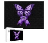Lupus Awareness Butterfly Jigsaw Puzzles for Adult Family Activities Games Home Decor Puzzle 300 PCS