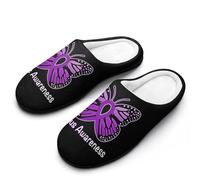 Lupus Awareness Butterfly Men's House Slippers Indoor Outdoor Slip On Shoes with Rubber Sole 7-8（40-41）