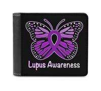 Lupus Awareness Butterfly Slim Bifold Wallet Minimalist Wallets Pouch with Card Slots for Men Women